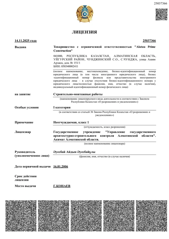 Лицензия 25037366 — I категория